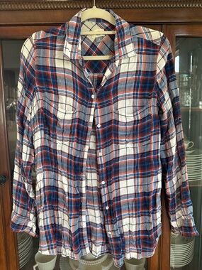Red White and Blue Plaid Old Navy Button Up